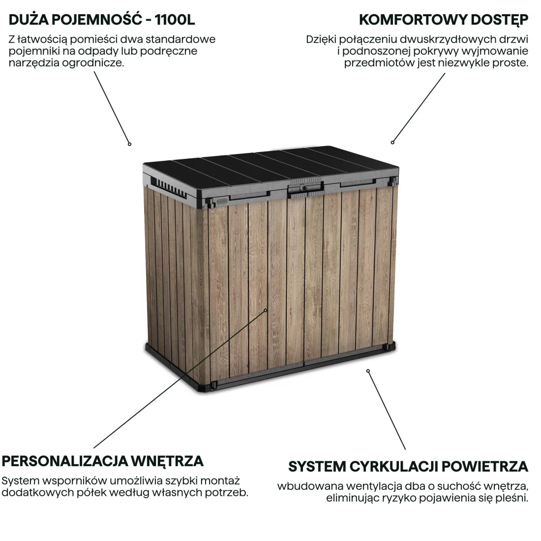 DECO SIO DARWIN 1100L SCHOWEK KOSZ 2x240L ASHWOOD (009210) - obrazek 4