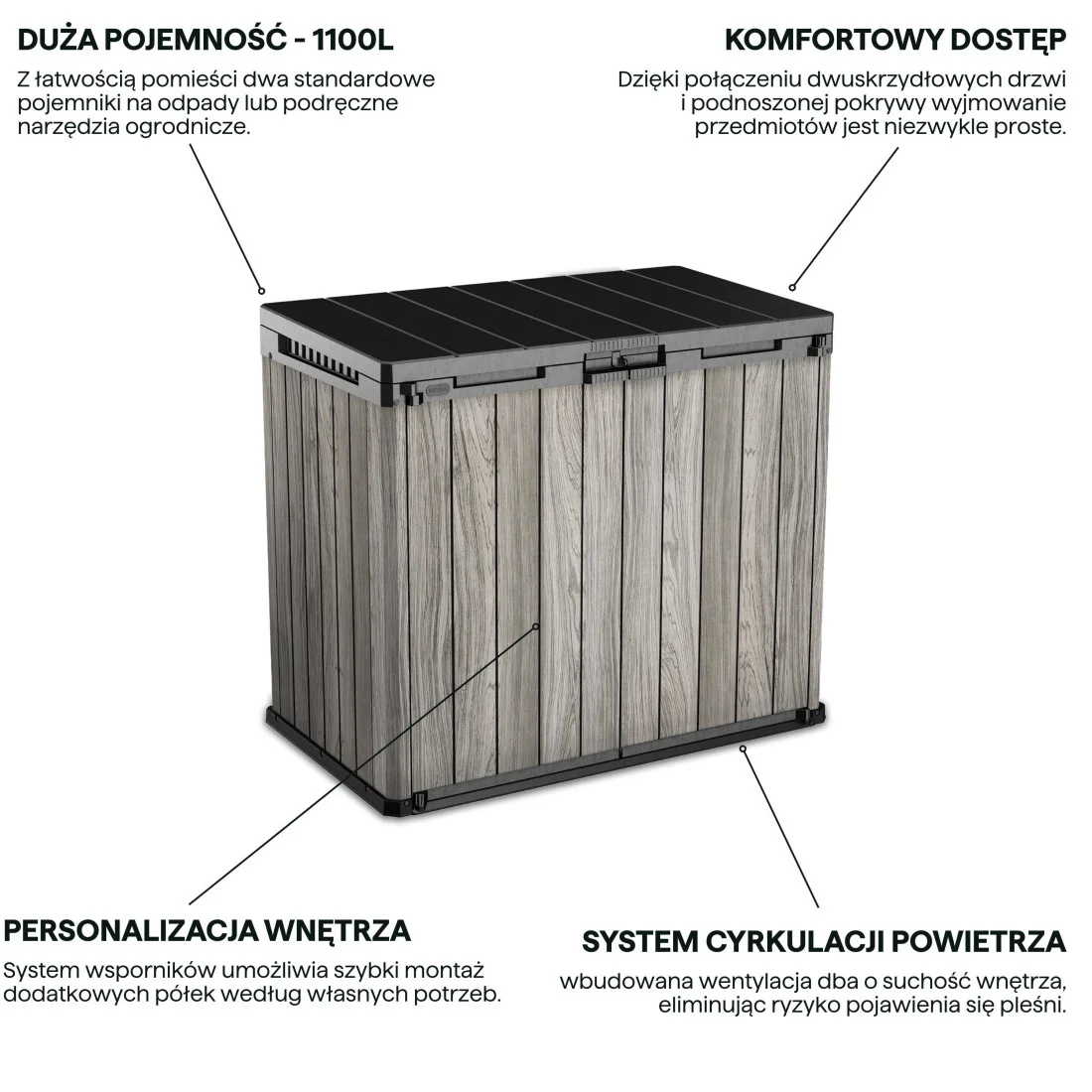 DECO SIO DARWIN 1100L SCHOWEK KOSZ 2x240L STORM GREY (009211) - obrazek 4