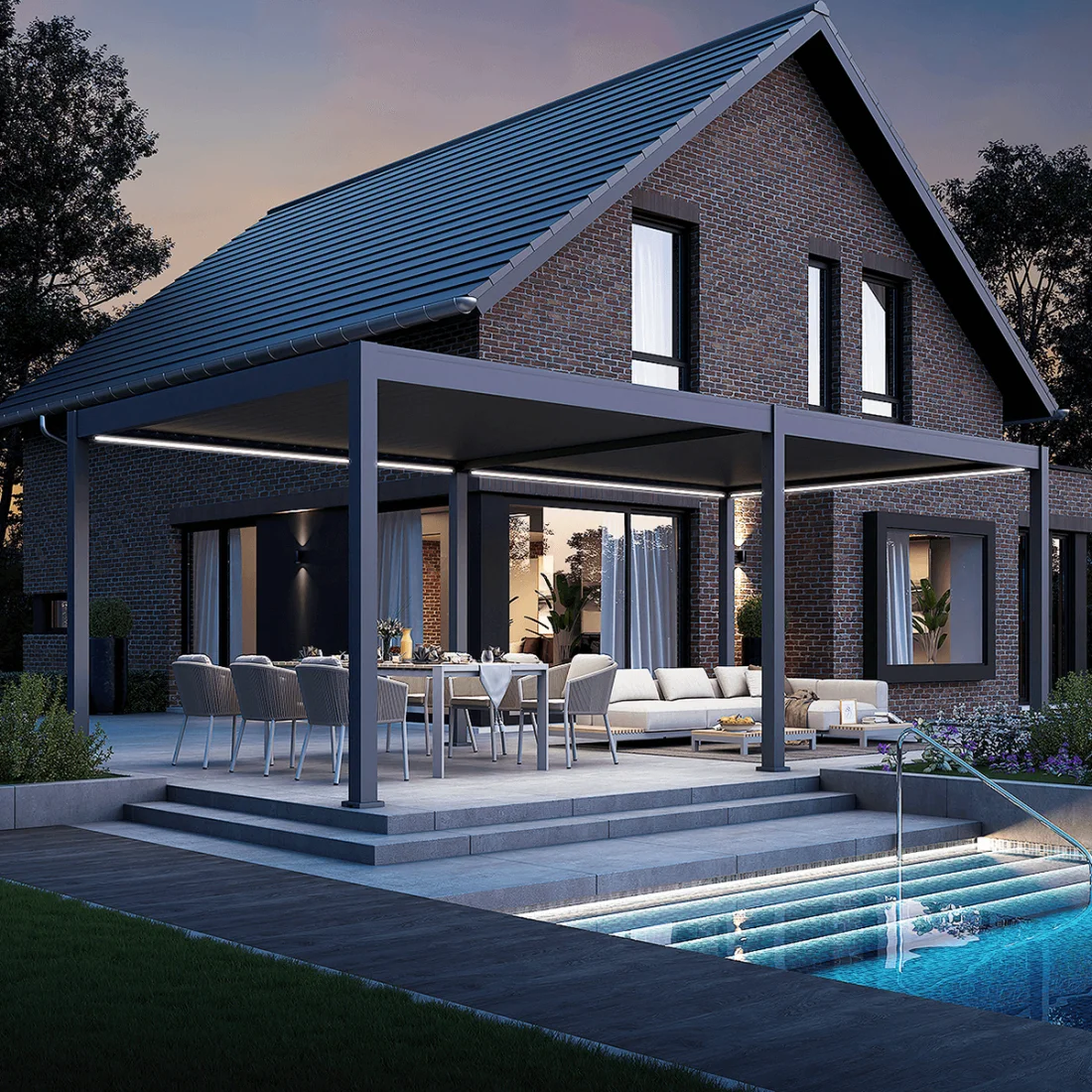 DELUXE AUTOMATIC+LED 3.6x7.2 PERGOLA TARASOWA ANTHRACITE (007500) - obrazek 2