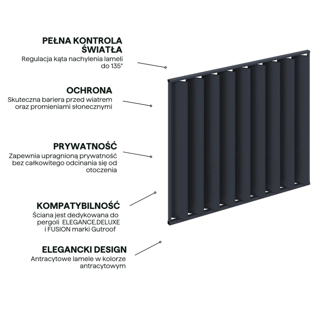 ELEGANCE/DELUXE/FUSION ŚCIANA PANELOWA REGULOWANA 3.6M ANTHRACITE (008957) - obrazek 4