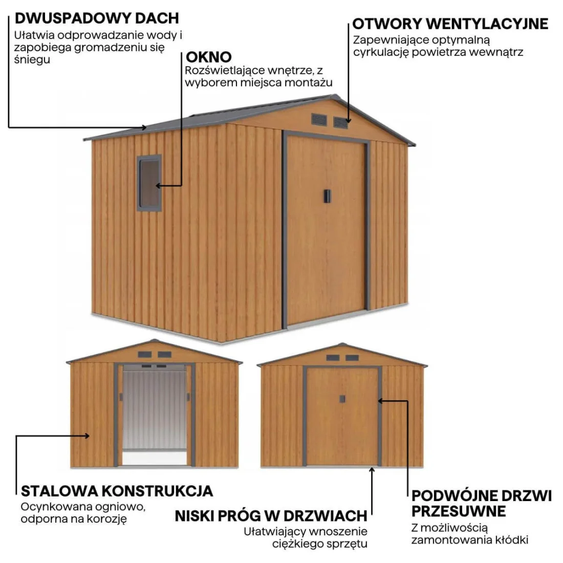 HUDSON 9x6 DOMEK METALOWY OAK/GREY (004096) - obrazek 5