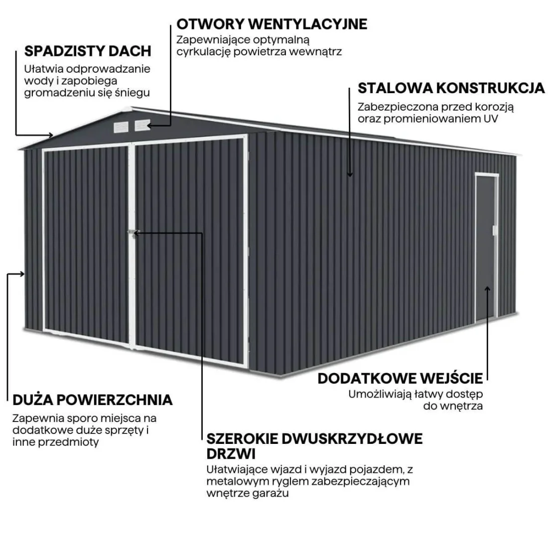 KINGSTON 380x480 GARAŻ METALOWY COLD GREY (000341) - obrazek 4