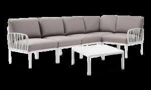 KOMODO 5 NAROŻNIK BIANCO GRIGIO+STOLIK BIANCO (002483)