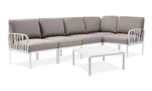 KOMODO 5 NAROŻNIK BIANCO GRIGIO+STOLIK BIANCO (002483)