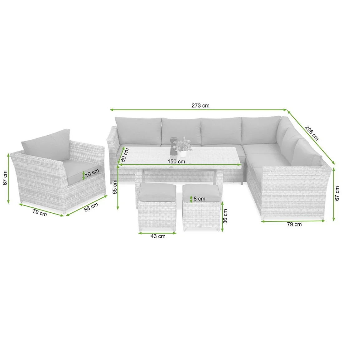 MONIZ DINING PLUS NAROŻNIK WHITE GREY (002666) - obrazek 17