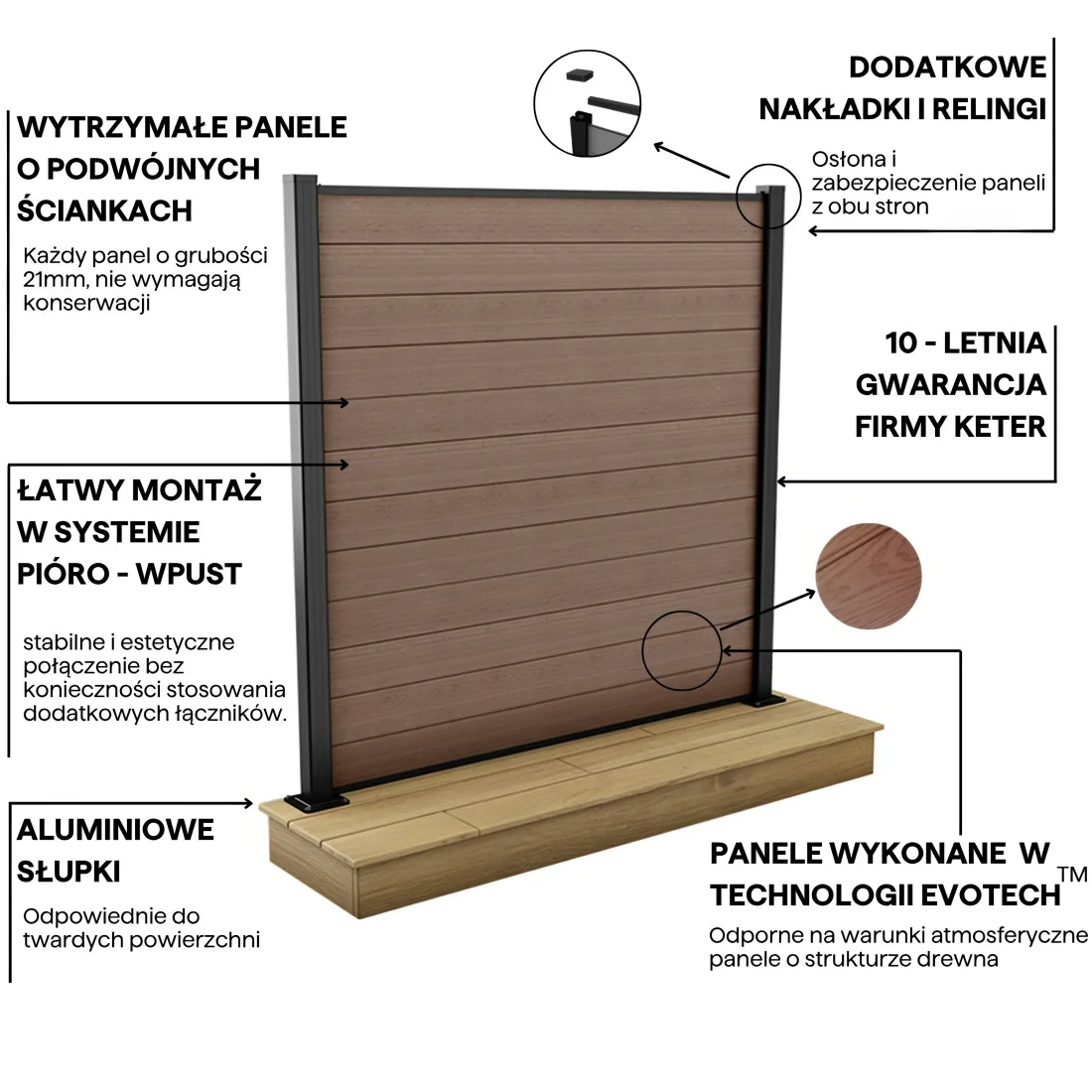 OGRODZENIE 18M BROWN PODŁOŻE TWARDE 180 (007953) - obrazek 2