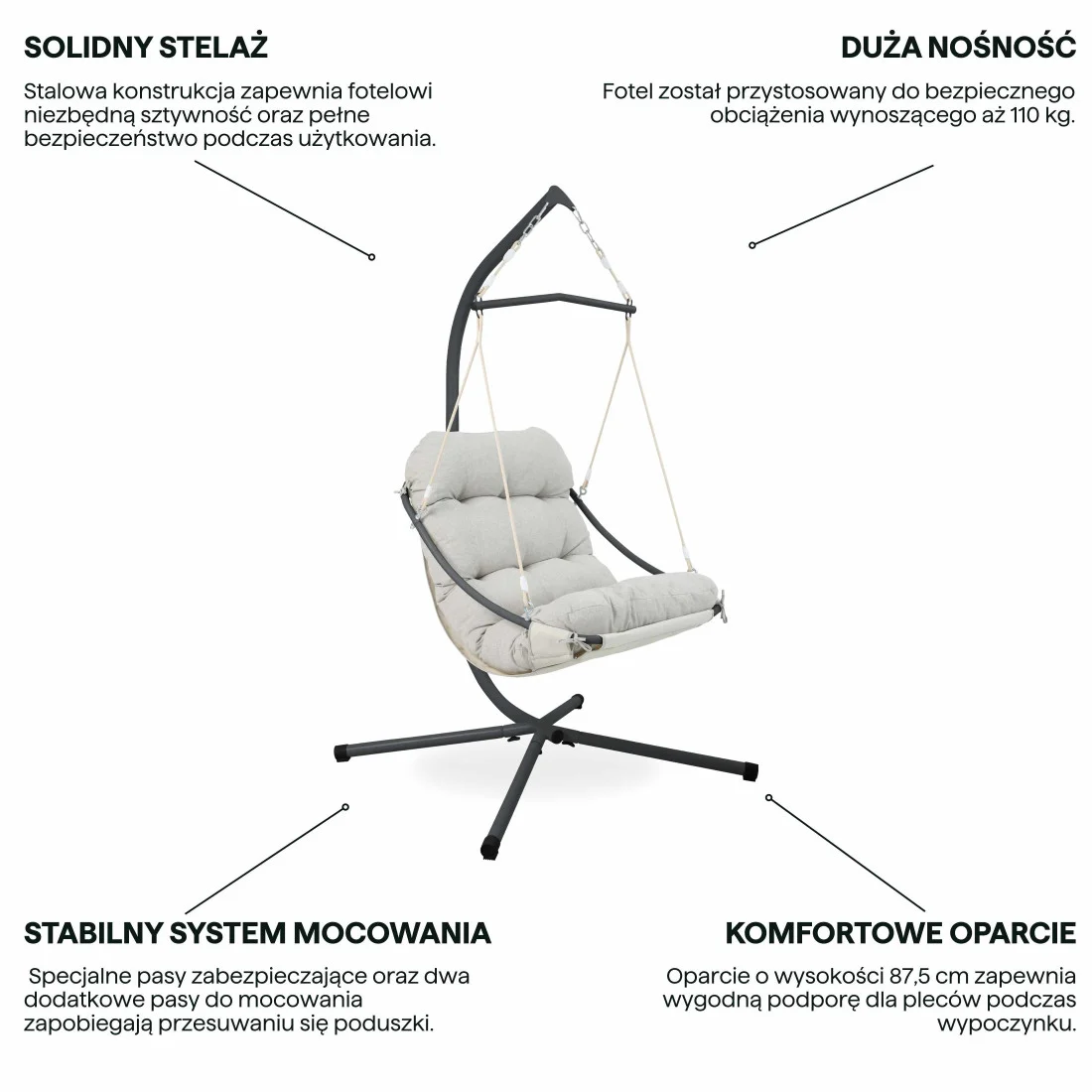 ORINOKO FOTEL WISZĄCY BEIGE (008187) - obrazek 4