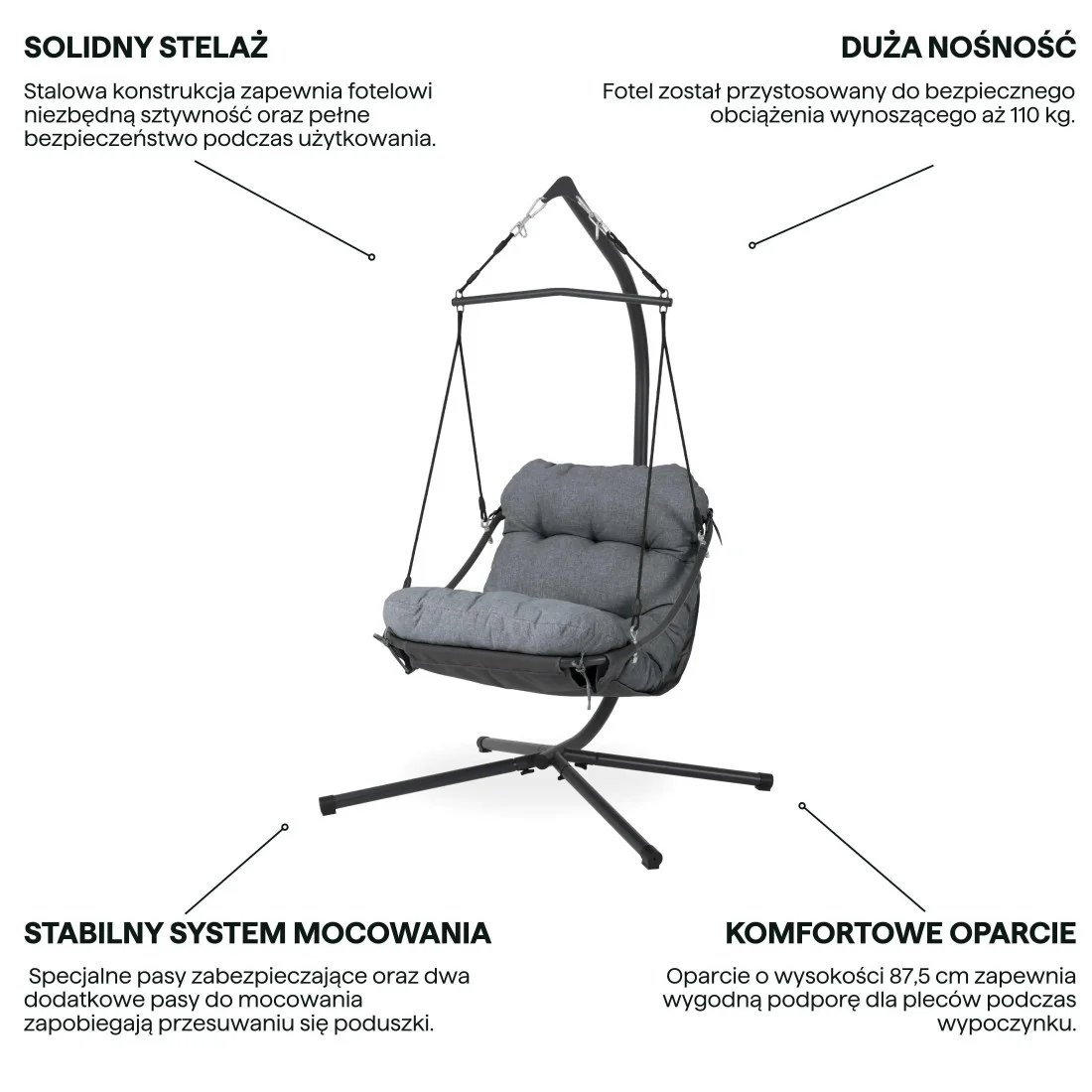 ORINOKO FOTEL WISZĄCY GREY (008186) - obrazek 4