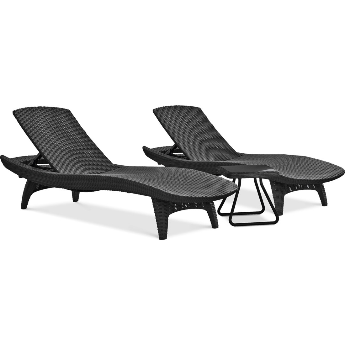 PACIFIC 2x LEŻAK+STOLIK GRAPHITE (003226) - obrazek 2