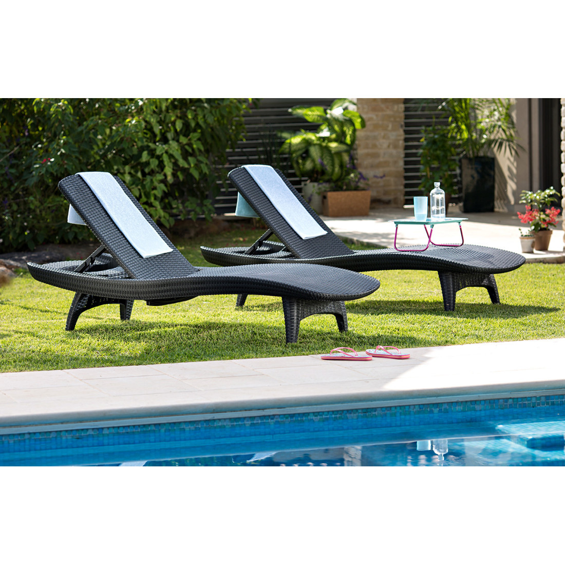 PACIFIC 2x LEŻAK+STOLIK GRAPHITE (003226) - obrazek 6
