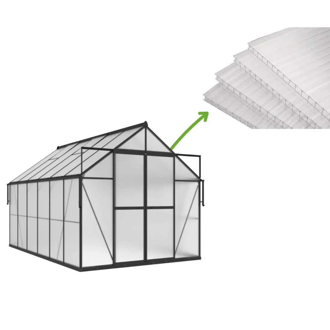 PANELE POLIWĘGLANOWE 4MM (ZESTAW 5SZT.) DO SZKLARNI 244x370/429 (009019)