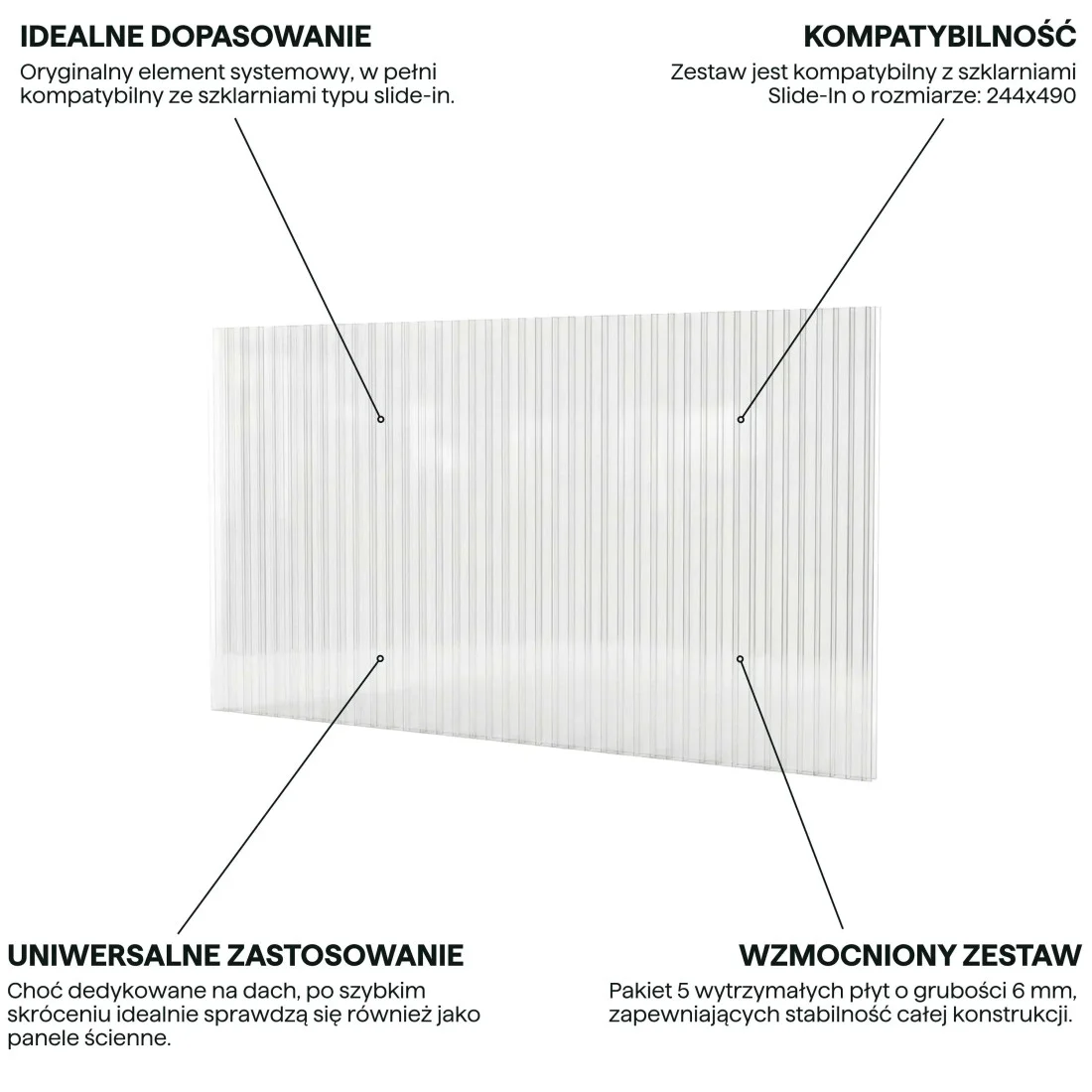 PANELE POLIWĘGLANOWE 6MM (ZESTAW 5SZT.) DO SZKLARNI 244x489 (009020) - obrazek 4