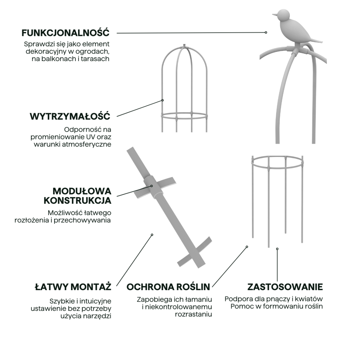 PERGOLA NA RÓŻE BIAŁA 180CM (006756) - obrazek 4
