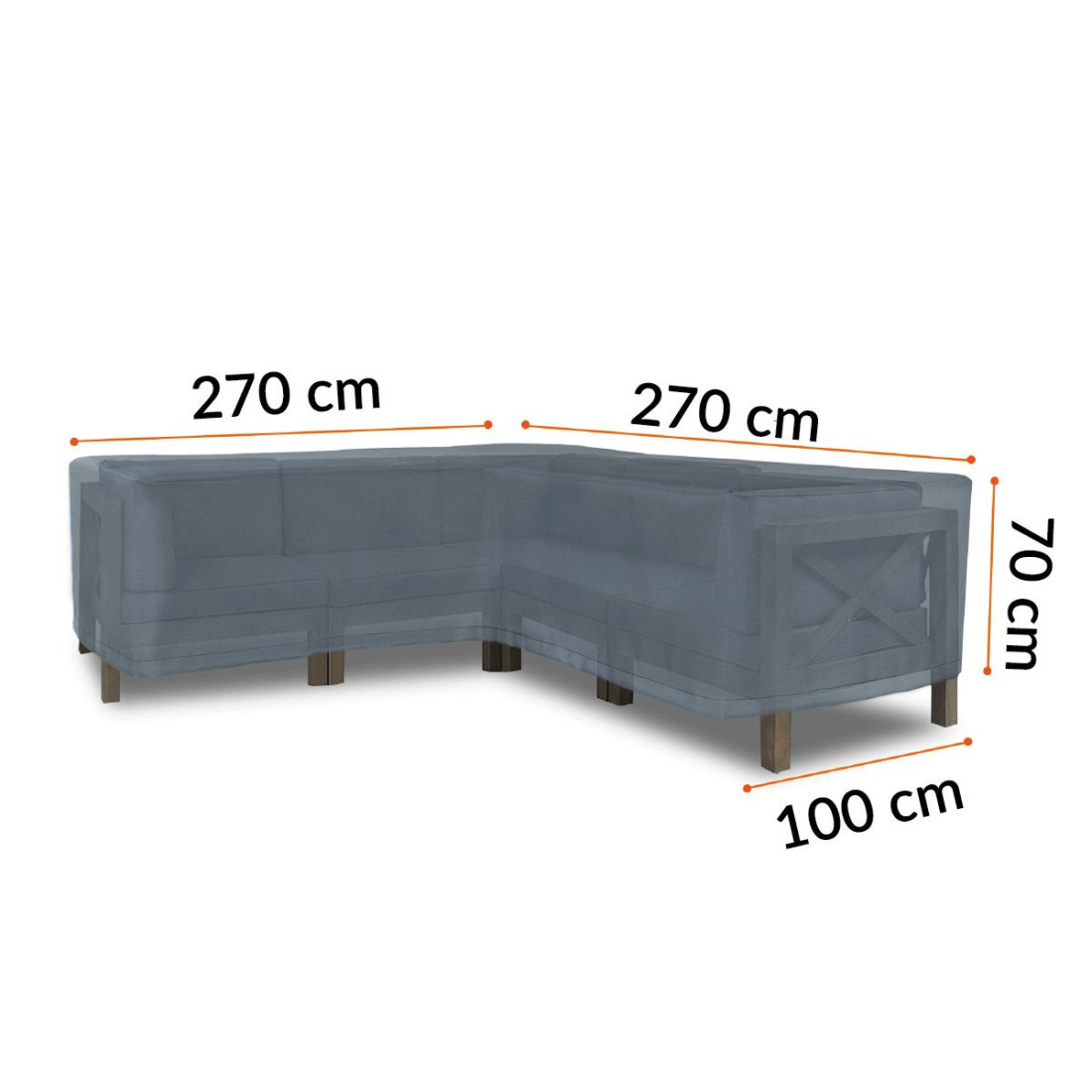 POKROWIEC NA MEBLE NAROŻNE 270x270x100x70CM (005206) - obrazek 2