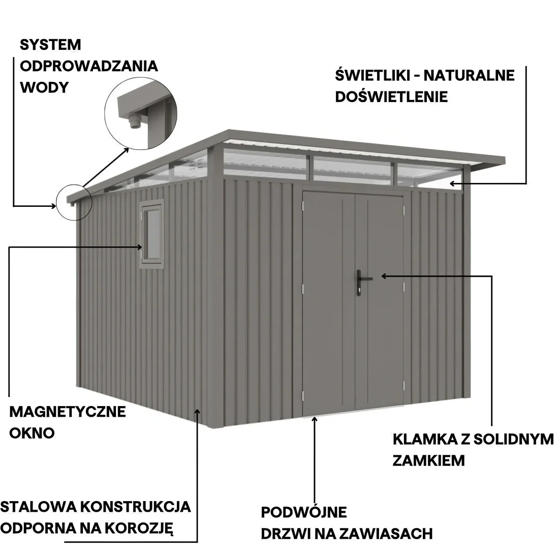 PORTLAND 9x8 DOMEK METALOWY GREY ALUMINIUM (007901) - obrazek 4