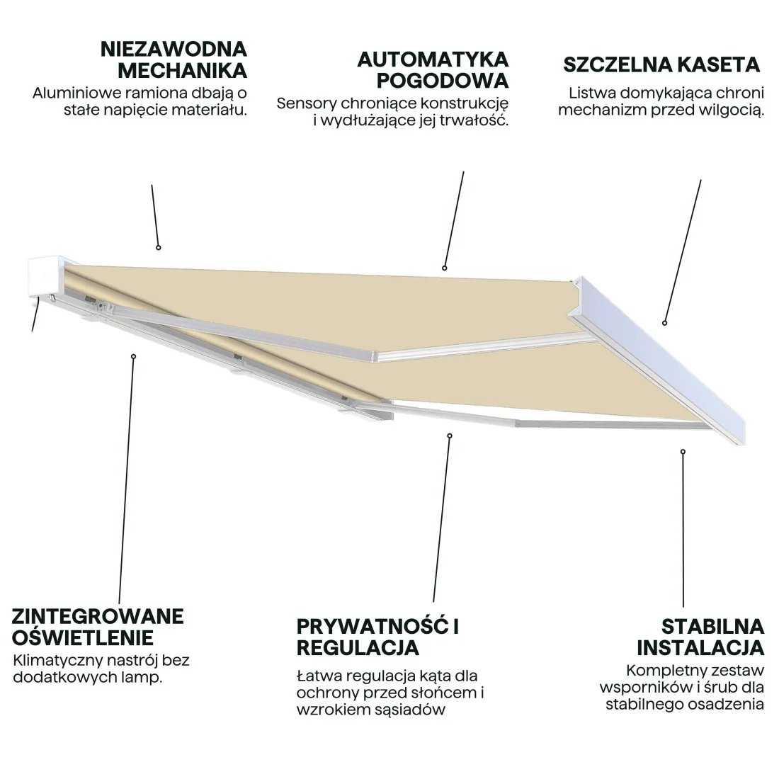 PRIME AUTOMATIC+LED 400x300 MARKIZA TARASOWA BEIGE Z CZUJNIKIEM (009343) - obrazek 4