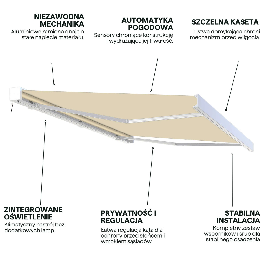 PRIME AUTOMATIC+LED 450x300 MARKIZA TARASOWA BEIGE Z CZUJNIKIEM (009345) - obrazek 4
