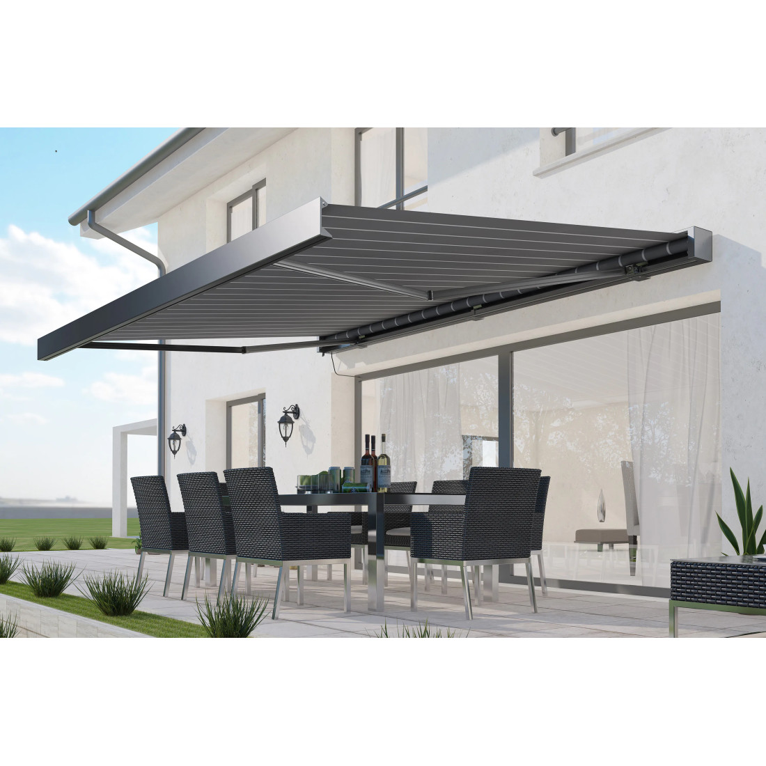PRIME AUTOMATIC+LED 450x300 MARKIZA TARASOWA GREY/WHITE Z CZUJNIKIEM (009344) - obrazek 3