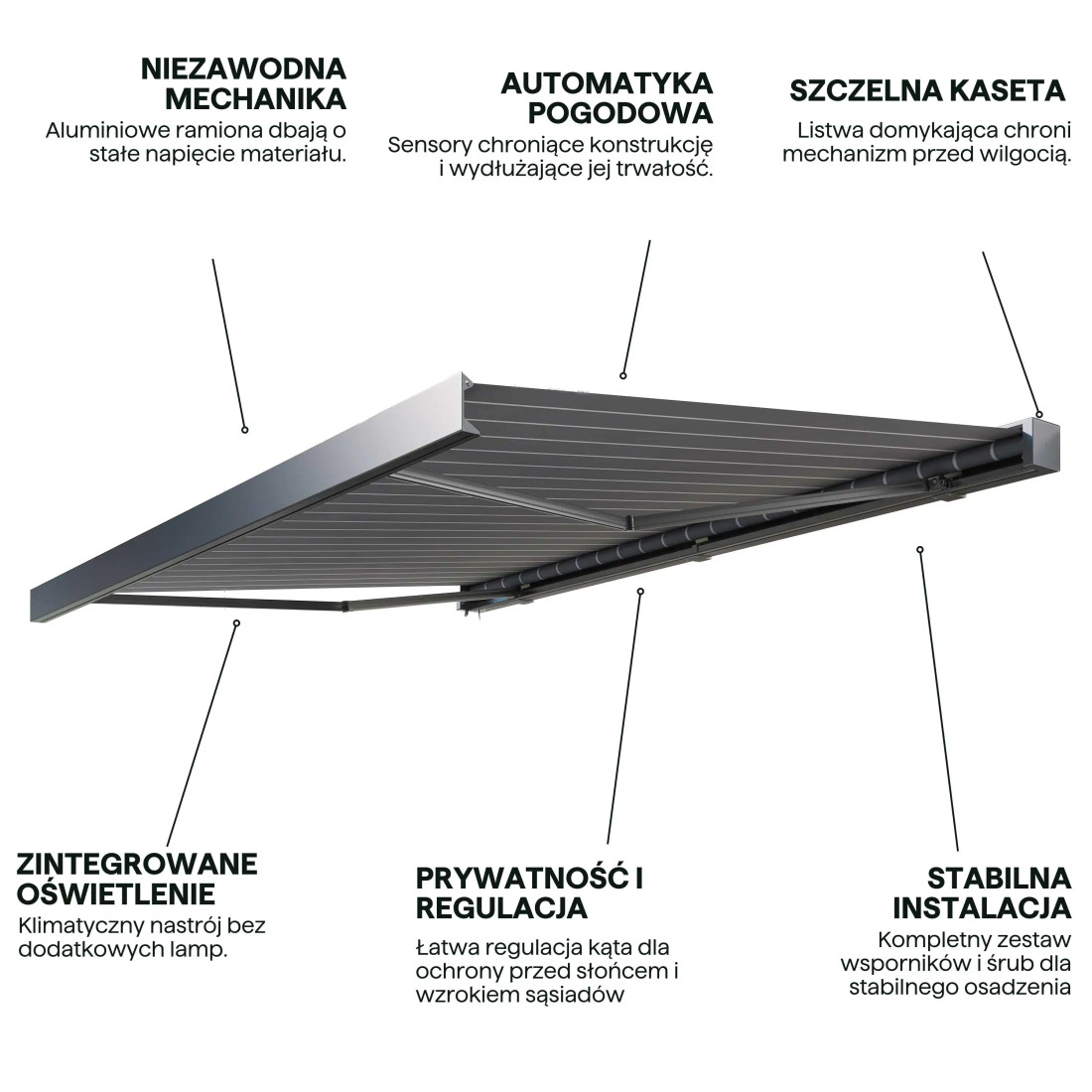 PRIME AUTOMATIC+LED 450x300 MARKIZA TARASOWA GREY/WHITE Z CZUJNIKIEM (009344) - obrazek 4
