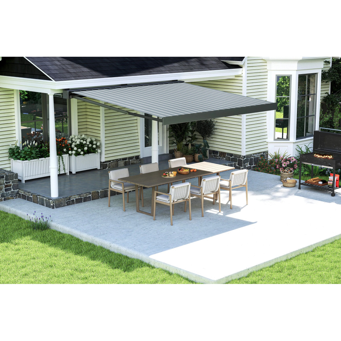 PRIME AUTOMATIC+LED 450x300 MARKIZA TARASOWA GREY/WHITE Z CZUJNIKIEM (009344) - obrazek 6