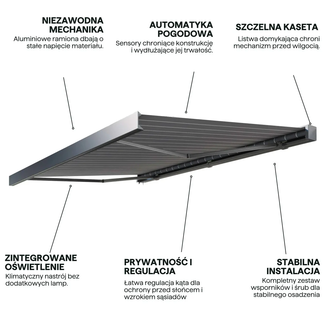 PRIME AUTOMATIC+LED 450x300 MARKIZA TARASOWA GREY/WHITE Z CZUJNIKIEM (009344) - obrazek 4