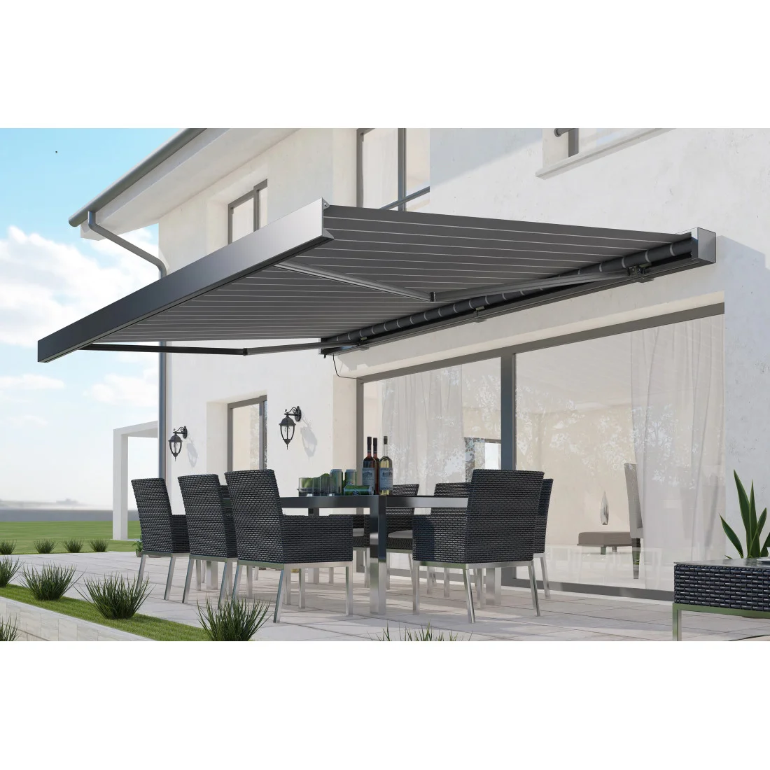 PRIME AUTOMATIC+LED 450x300 MARKIZA TARASOWA GREY/WHITE Z CZUJNIKIEM (009344) - obrazek 3