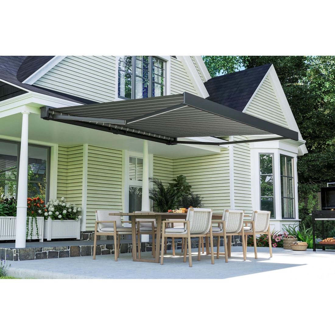 PRIME AUTOMATIC+LED 500x300 MARKIZA TARASOWA GREY/WHITE Z CZUJNIKIEM (009346) - obrazek 5