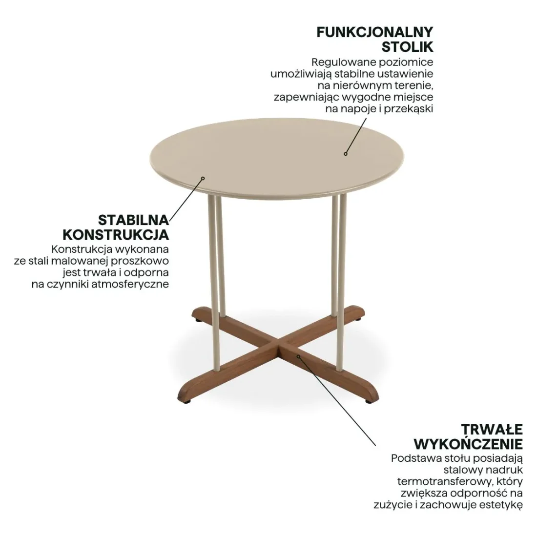 RONDA fi50 STOLIK LIGHT BEIGE (008320) - obrazek 4