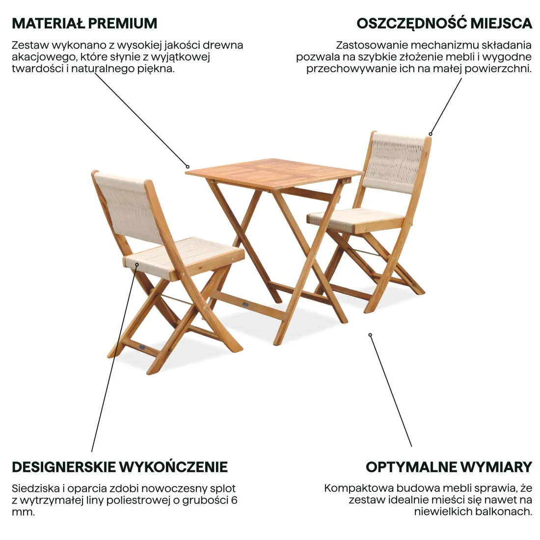 SOMA BALCONY ZESTAW ACACIA WOOD (008125) - obrazek 4