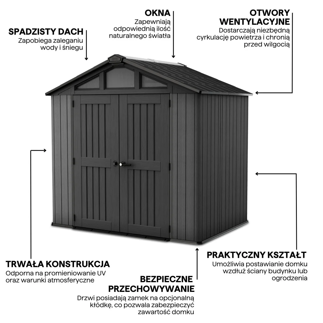 STRONGHOLD SHED 8x6 DOMEK GREY (009206) - obrazek 3