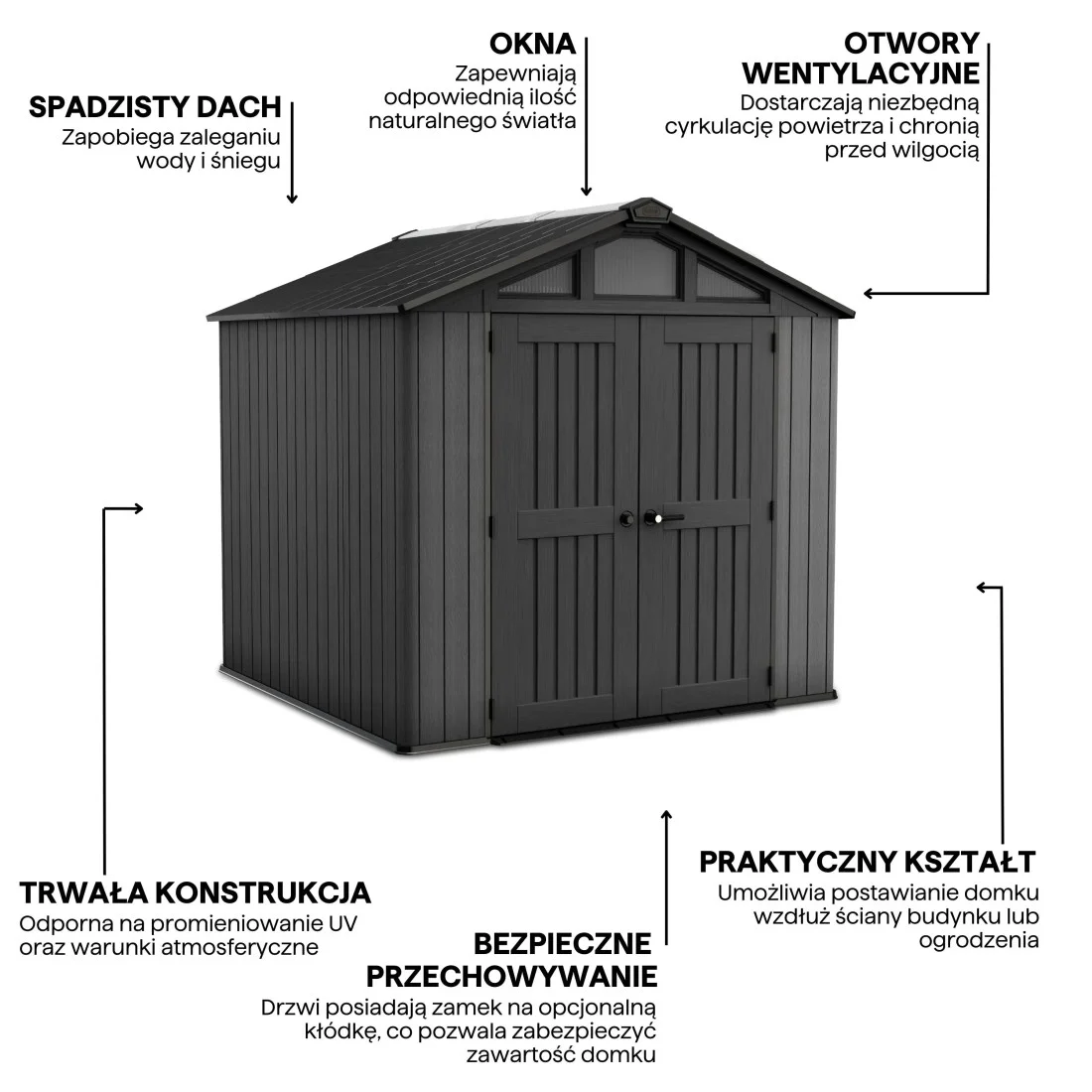STRONGHOLD SHED 8x8 DOMEK GREY (009207) - obrazek 4