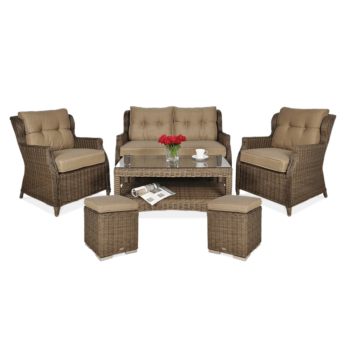TRIVENTO II ZESTAW+PUFY BROWN (002374)