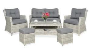 TRIVENTO II ZESTAW+PUFY WHITE GREY (006079)