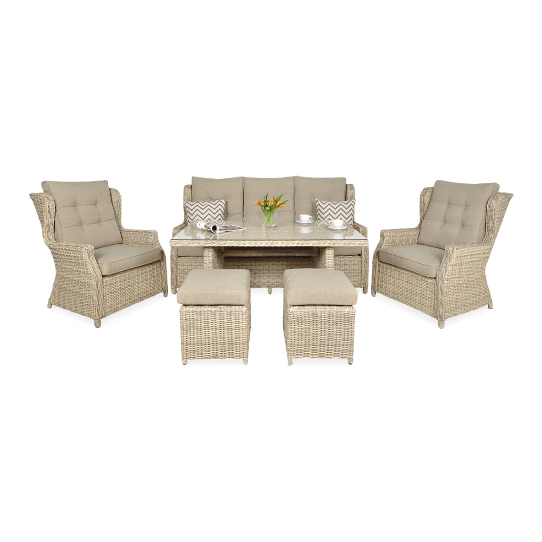 TRIVENTO III DINING ZESTAW+PUFY BEIGE (002420)