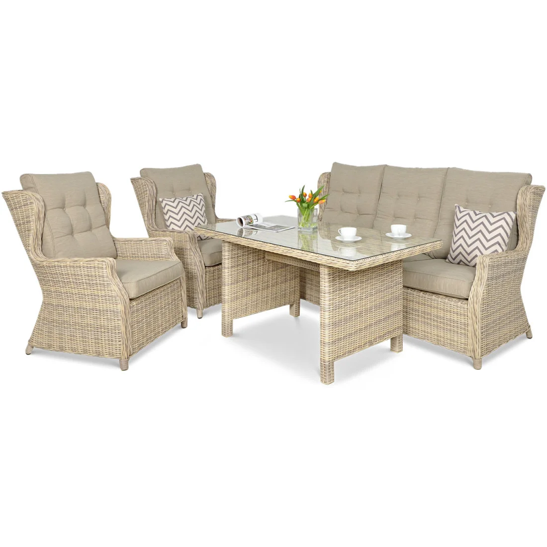 TRIVENTO III DINING ZESTAW+PUFY BEIGE (002420) - obrazek 4