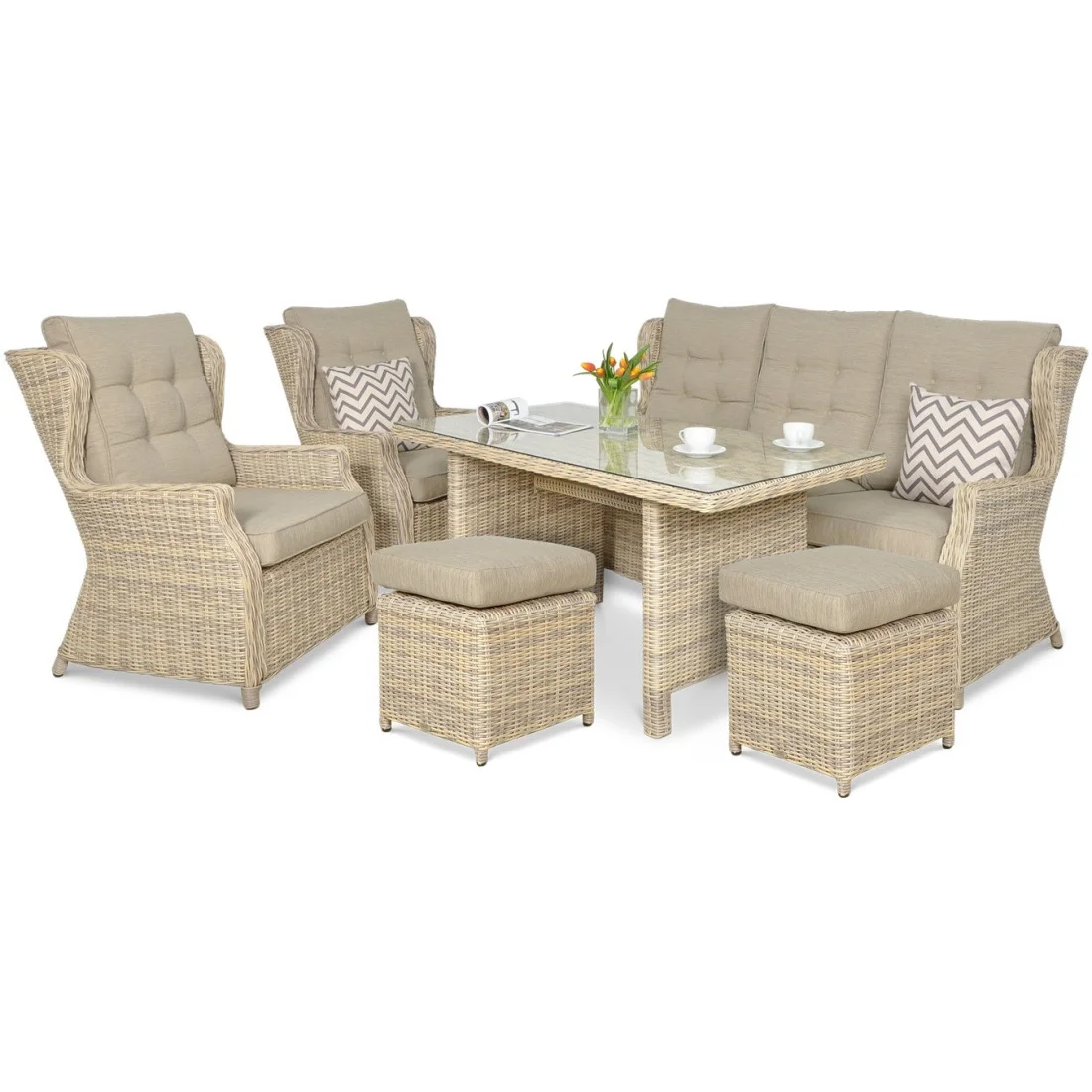 TRIVENTO III DINING ZESTAW+PUFY BEIGE (002420) - obrazek 3