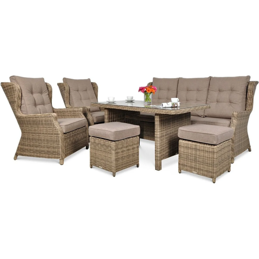 TRIVENTO III DINING ZESTAW+PUFY BROWN (002379) - obrazek 3