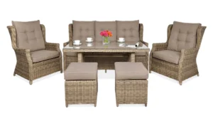 TRIVENTO III DINING ZESTAW+PUFY BROWN (002379)
