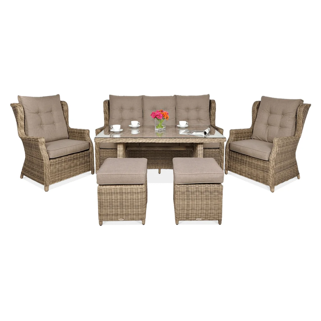 TRIVENTO III DINING ZESTAW+PUFY BROWN (002379)