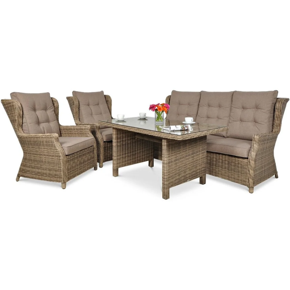 TRIVENTO III DINING ZESTAW+PUFY BROWN (002379) - obrazek 4