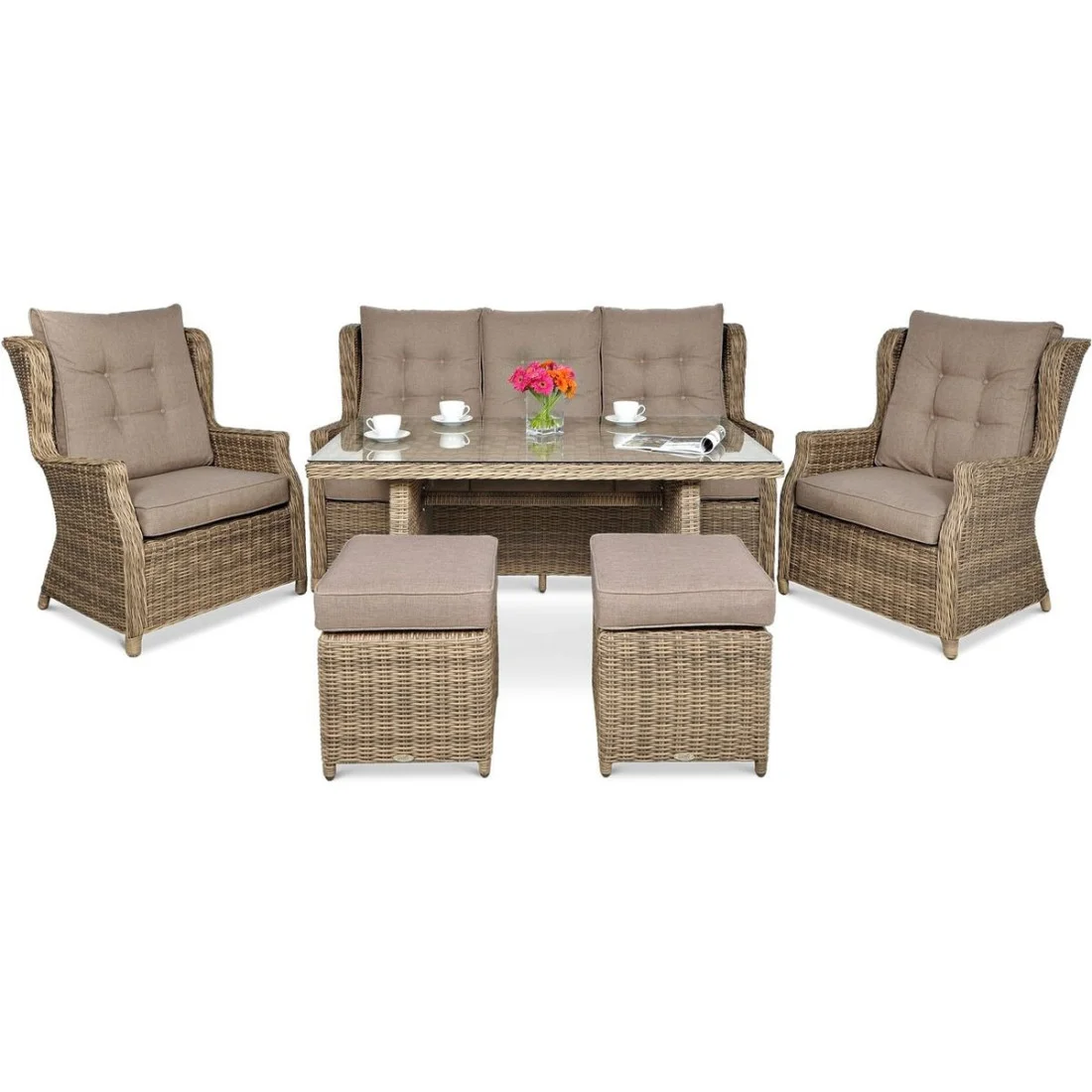 TRIVENTO III DINING ZESTAW+PUFY BROWN (002379) - obrazek 2