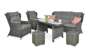 TRIVENTO III DINING ZESTAW+PUFY DARK GREY (006081)