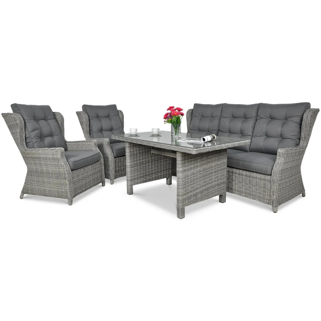 TRIVENTO III DINING ZESTAW+PUFY STONE GREY (006080) - obrazek 3