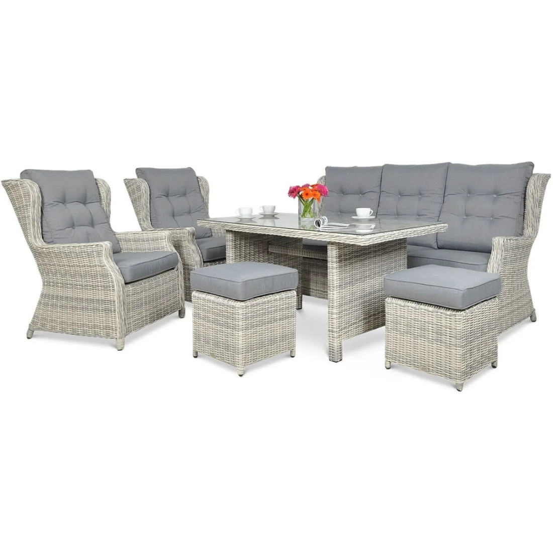 TRIVENTO III DINING ZESTAW+PUFY WHITE GREY (002503) - obrazek 2