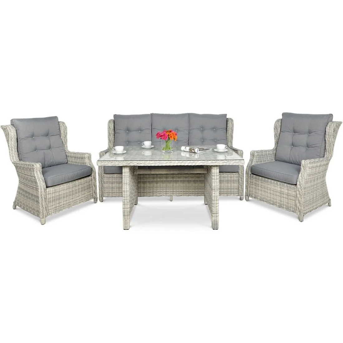 TRIVENTO III DINING ZESTAW+PUFY WHITE GREY (002503) - obrazek 3