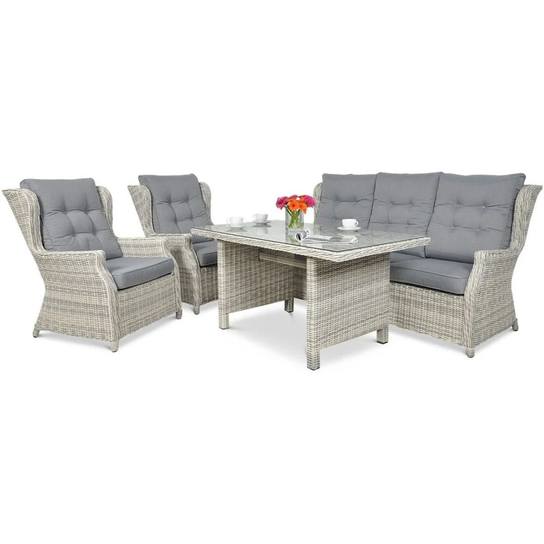 TRIVENTO III DINING ZESTAW+PUFY WHITE GREY (002503) - obrazek 5