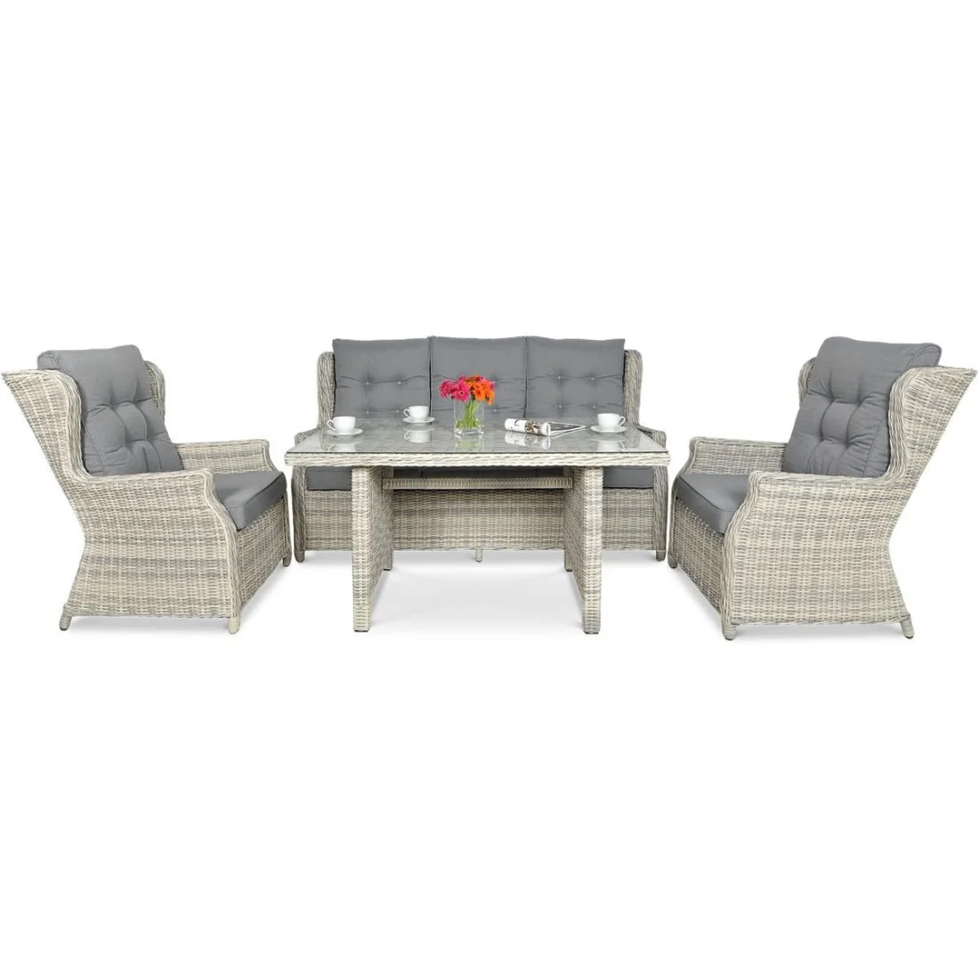 TRIVENTO III DINING ZESTAW+PUFY WHITE GREY (002503) - obrazek 4