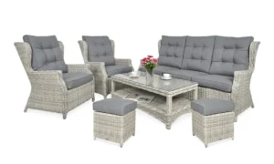 TRIVENTO III ZESTAW+PUFY WHITE GREY (006082)