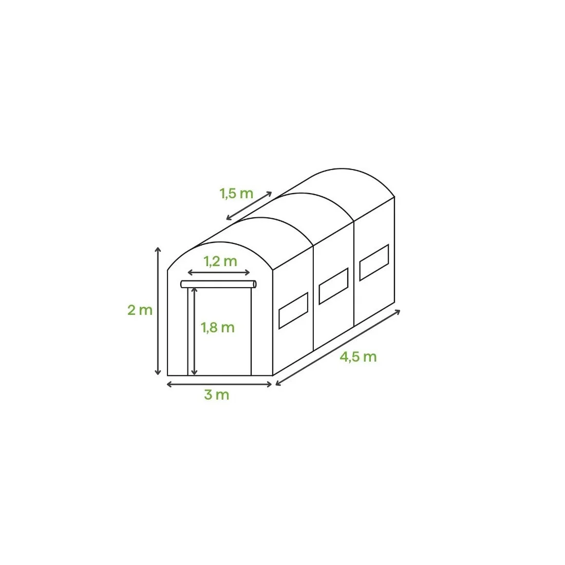 TUNEL 3x4.5 GREEN 2x DRZWI (003324) - obrazek 2