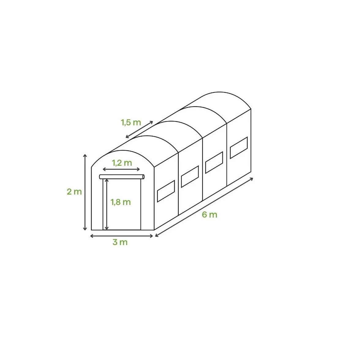 TUNEL 3x6 GREEN 2x DRZWI (002956) - obrazek 2